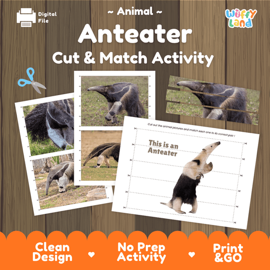 Anteater Cut and Match Activity Worksheets | Animal Puzzle Printables