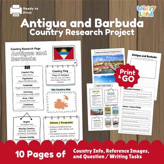 Antigua and Barbuda Country Research Project Worksheets and Activity Pages