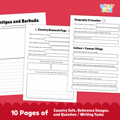 Antigua and Barbuda Country Research Project Worksheets and Activity Pages