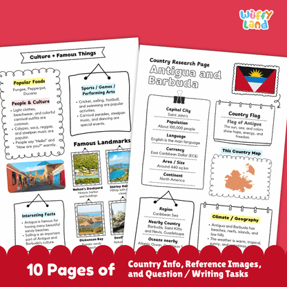 Antigua and Barbuda Country Research Project Worksheets and Activity Pages