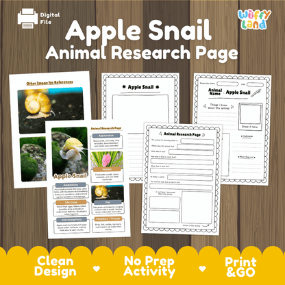 Apple Snail Animal Research Page and Worksheets