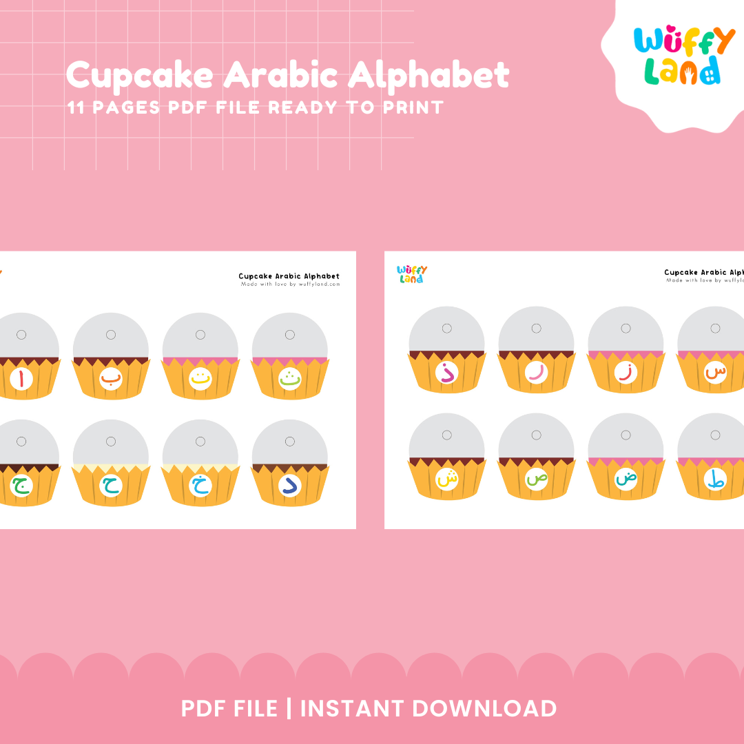 Arabic alphabet matching activity for kids designed to practice Hijaiyah letter recognition through hands-on play