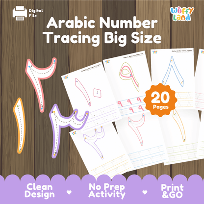 Arabic Number Tracing Big Size Printable Handwriting Worksheets