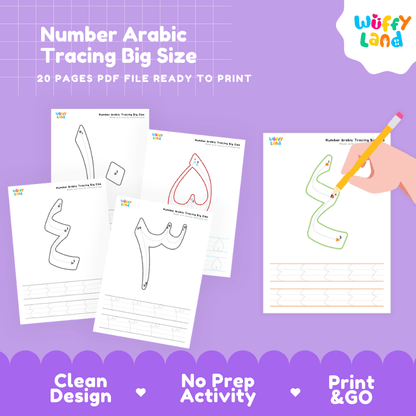 Arabic Number Tracing Big Size Printable Handwriting Worksheets