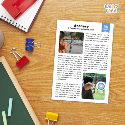 Archery Sports Reading Passages and Comprehension Questions Worksheets