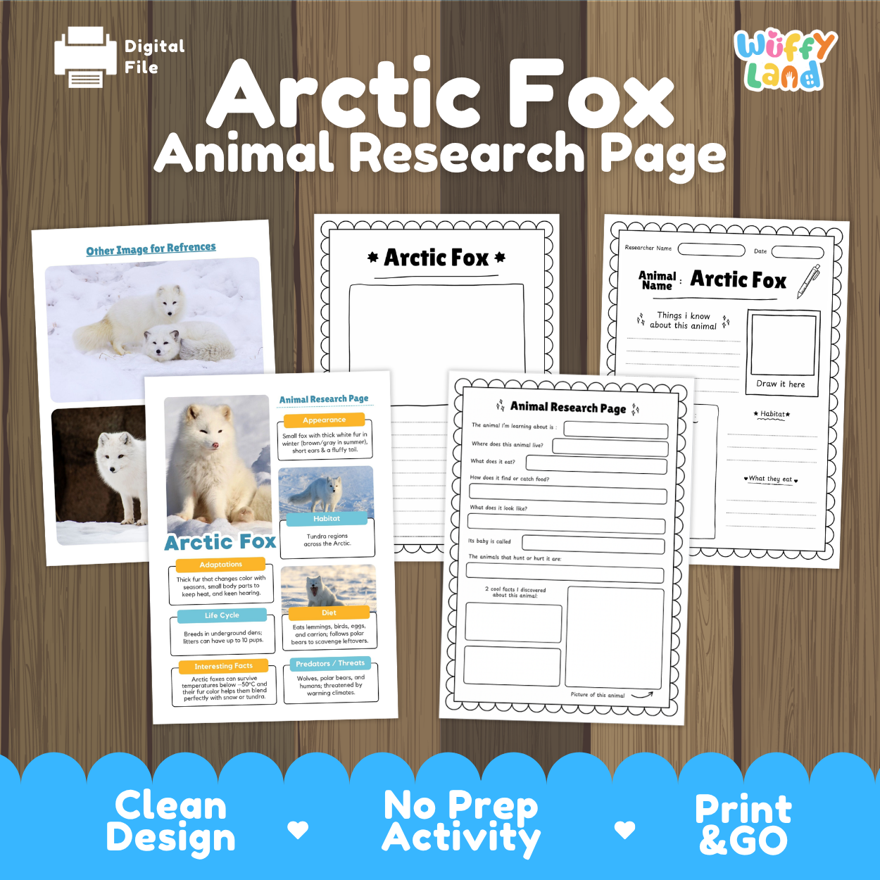 Arctic Fox Animal Research Page Worksheets