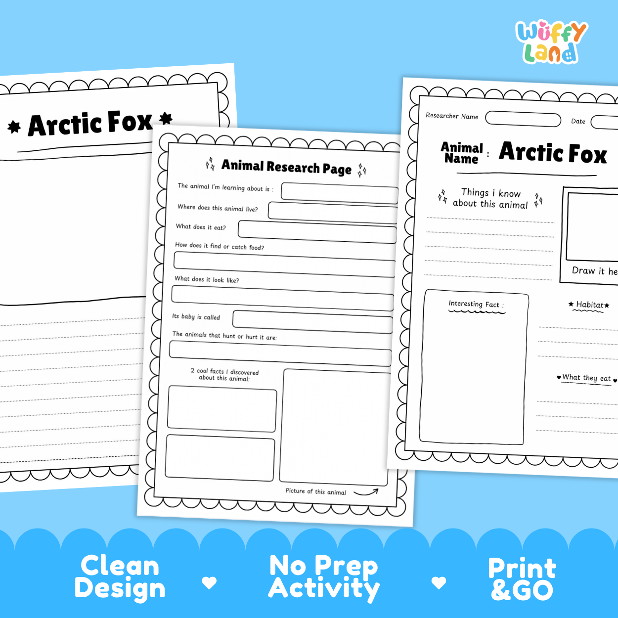 Arctic Fox Animal Research Page Worksheets