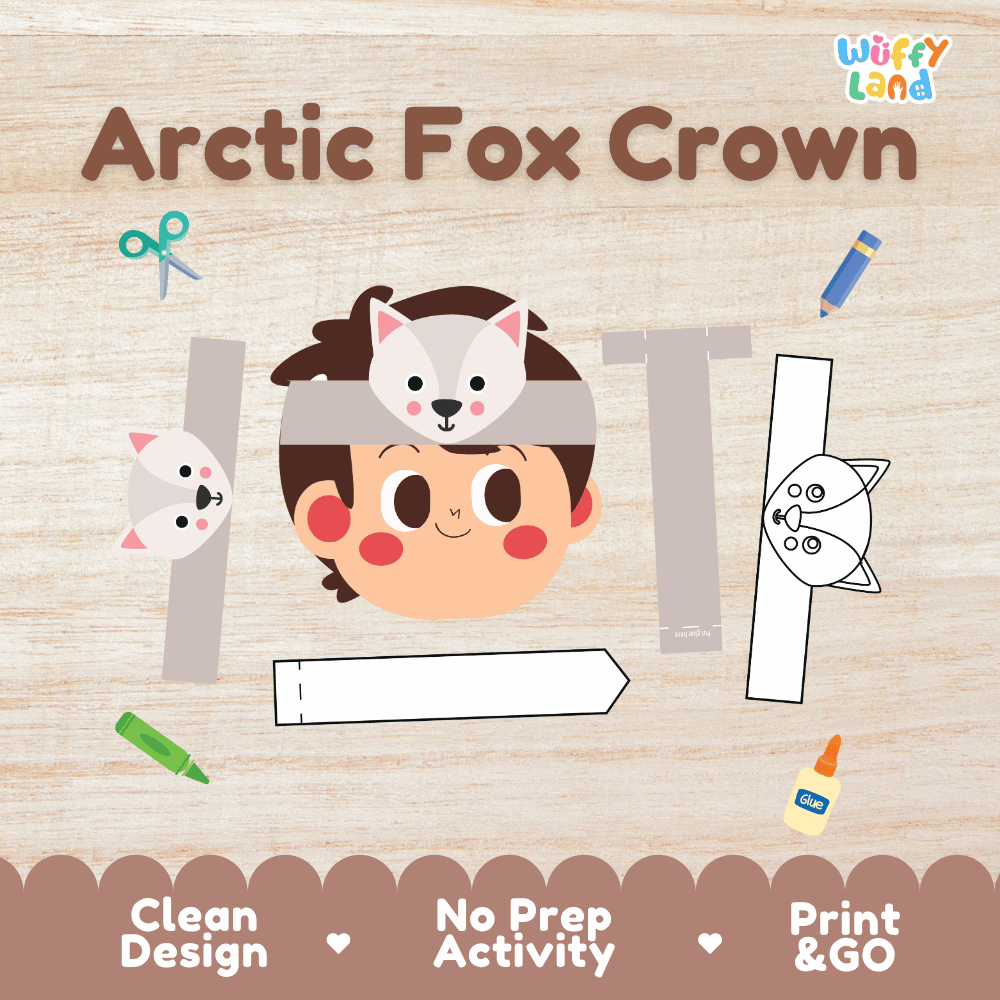 Arctic Fox Crown Polar Animal Hat Printable Craft Activity Headband Cutouts