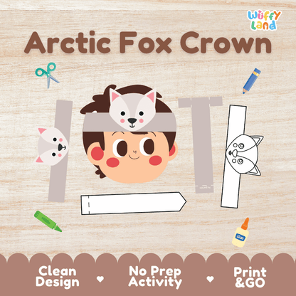 Arctic Fox Crown Polar Animal Hat Printable Craft Activity Headband Cutouts