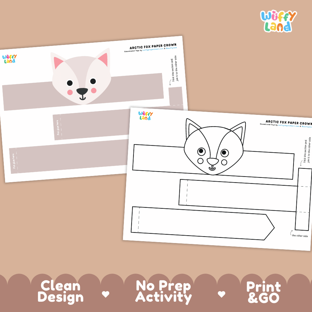 Arctic Fox Crown Polar Animal Hat Printable Craft Activity Headband Cutouts