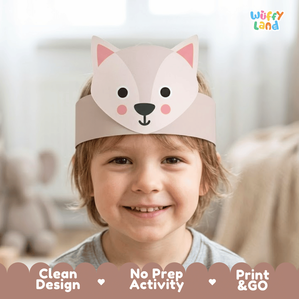 Arctic Fox Crown Polar Animal Hat Printable Craft Activity Headband Cutouts