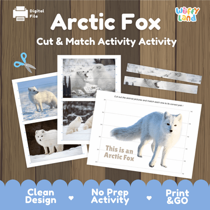 Arctic Fox Cut and Match Puzzle Activity Worksheets