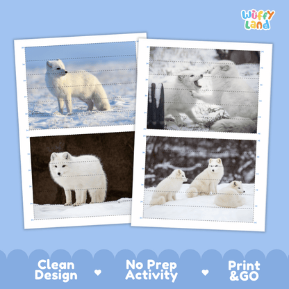 Arctic Fox Cut and Match Puzzle Activity Worksheets