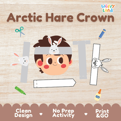 Arctic Hare Crown Polar Animal Hat Printable Craft Activity Headband Cutouts