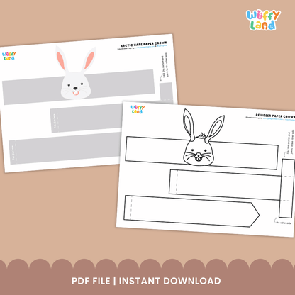 Arctic Hare Crown Polar Animal Hat Printable Craft Activity Headband Cutouts