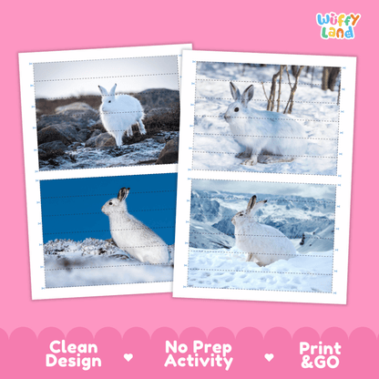 Arctic Hare Cut and Match Puzzle Activity Worksheets