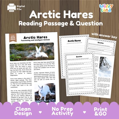 Arctic Hares Reading Passage and Questions Worksheets with Answer Key