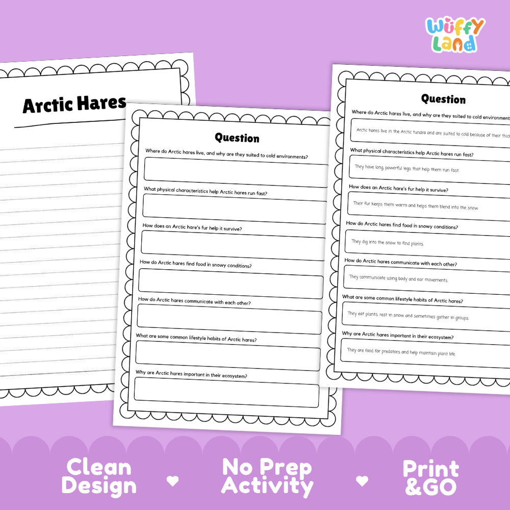 Arctic Hares Reading Passage and Questions Worksheets with Answer Key