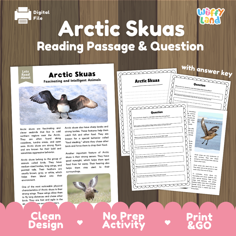 Arctic Skuas Reading Passage and Questions Worksheets with Answer Key