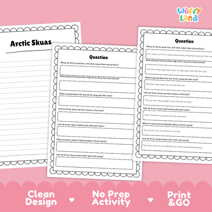 Arctic Skuas Reading Passage and Questions Worksheets with Answer Key