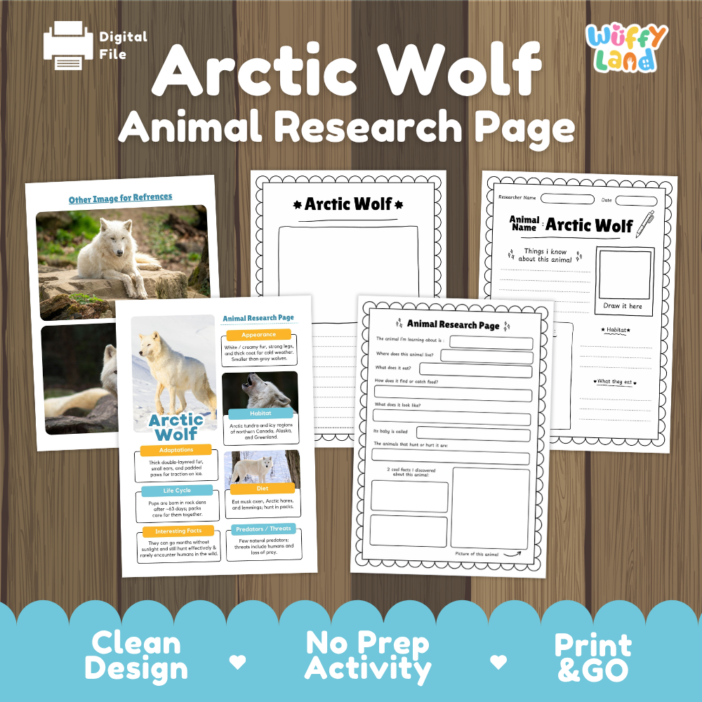 Arctic Wolf Animal Research Page Worksheets
