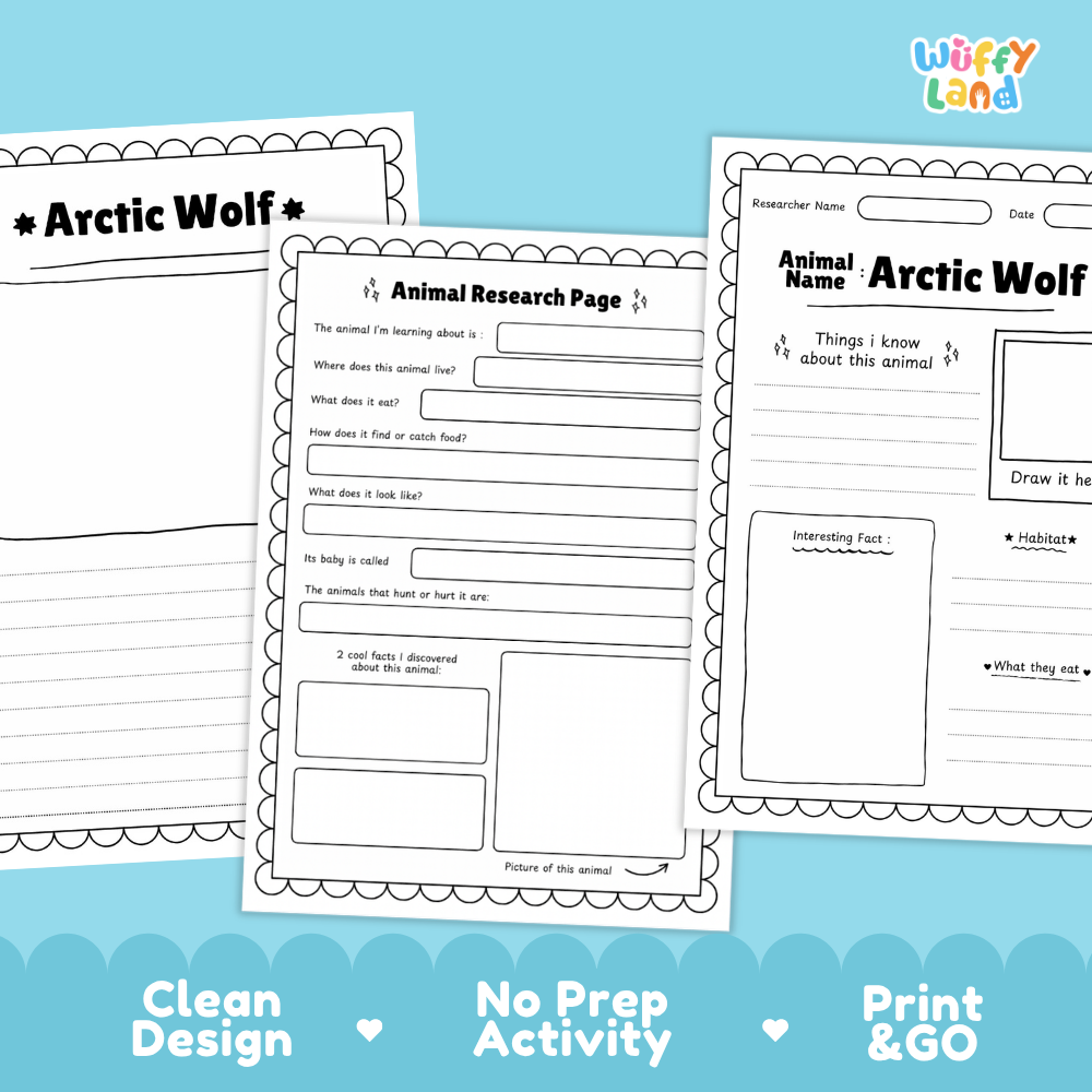Arctic Wolf Animal Research Page Worksheets