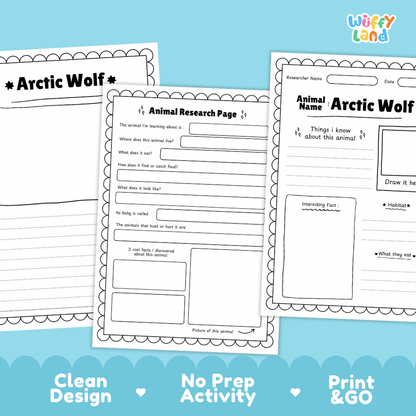 Arctic Wolf Animal Research Page Worksheets