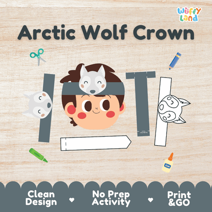 Arctic Wolf Crown Polar Animal Hat Printable Craft Activity Headband Cutouts