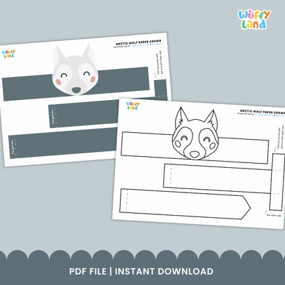 Arctic Wolf Crown Polar Animal Hat Printable Craft Activity Headband Cutouts