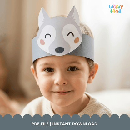 Arctic Wolf Crown Polar Animal Hat Printable Craft Activity Headband Cutouts