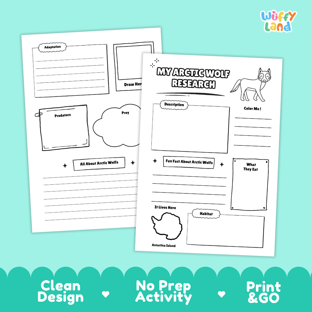Arctic Wolf Science and Writing Craft Activity Worksheets