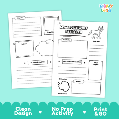 Arctic Wolf Science and Writing Craft Activity Worksheets