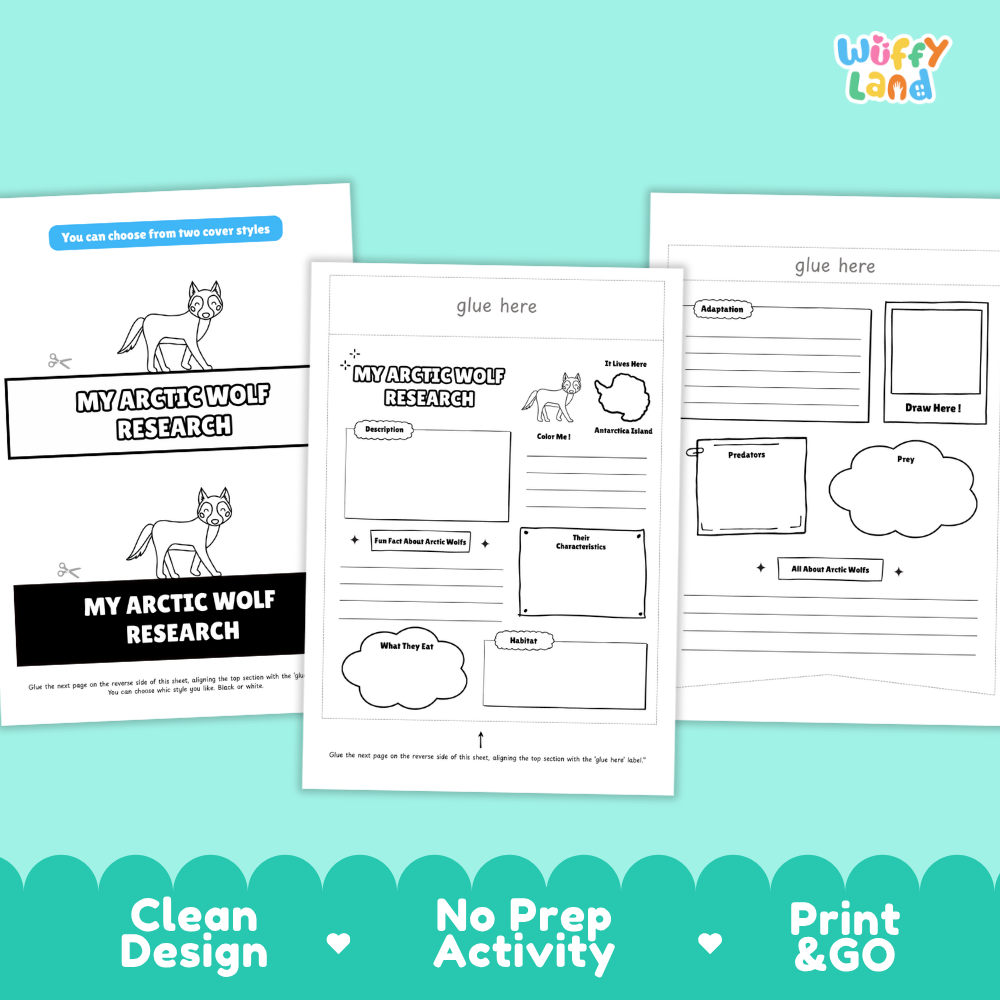 Arctic Wolf Science and Writing Craft Activity Worksheets