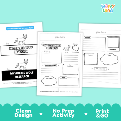 Arctic Wolf Science and Writing Craft Activity Worksheets
