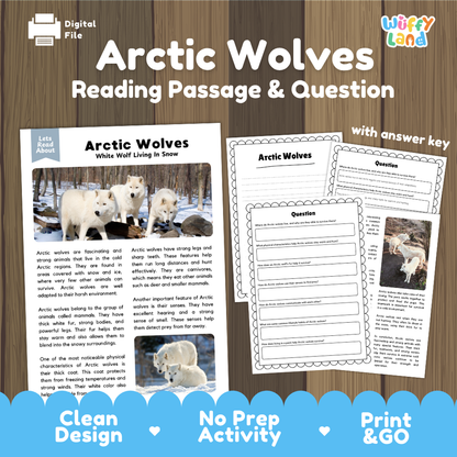 Arctic Wolves Reading Passage and Questions Worksheets with Answer Key