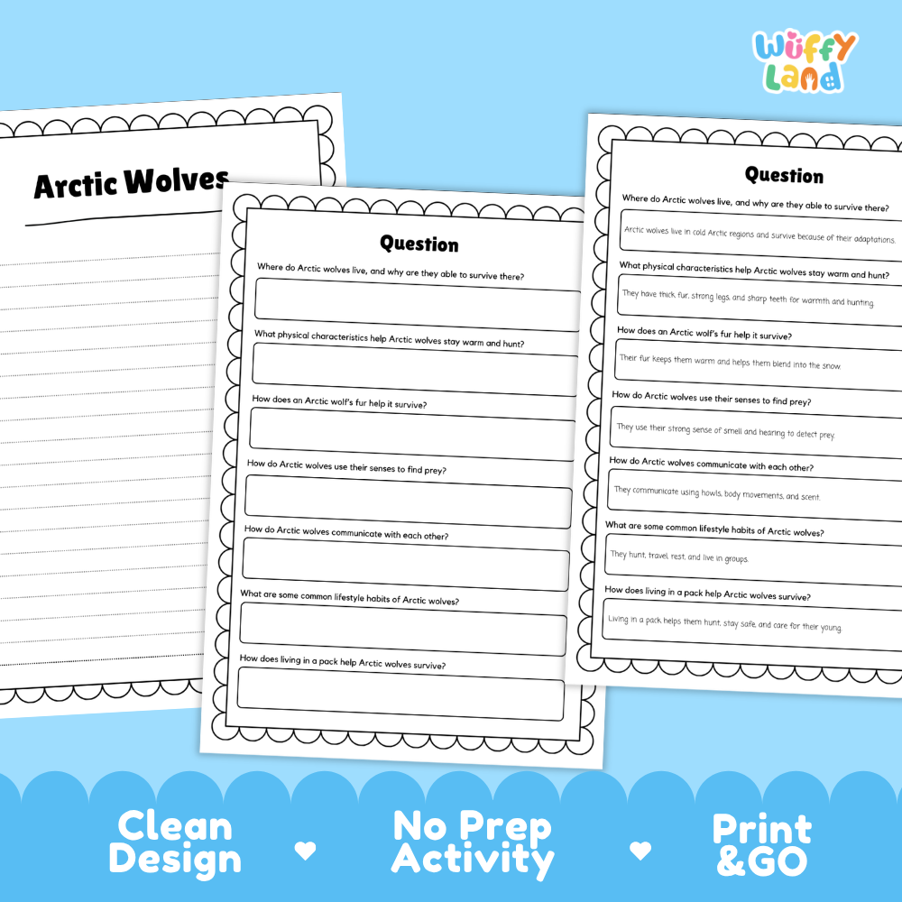 Arctic Wolves Reading Passage and Questions Worksheets with Answer Key