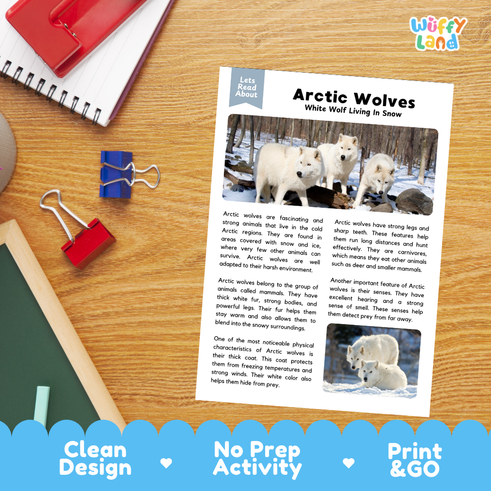 Arctic Wolves Reading Passage and Questions Worksheets with Answer Key