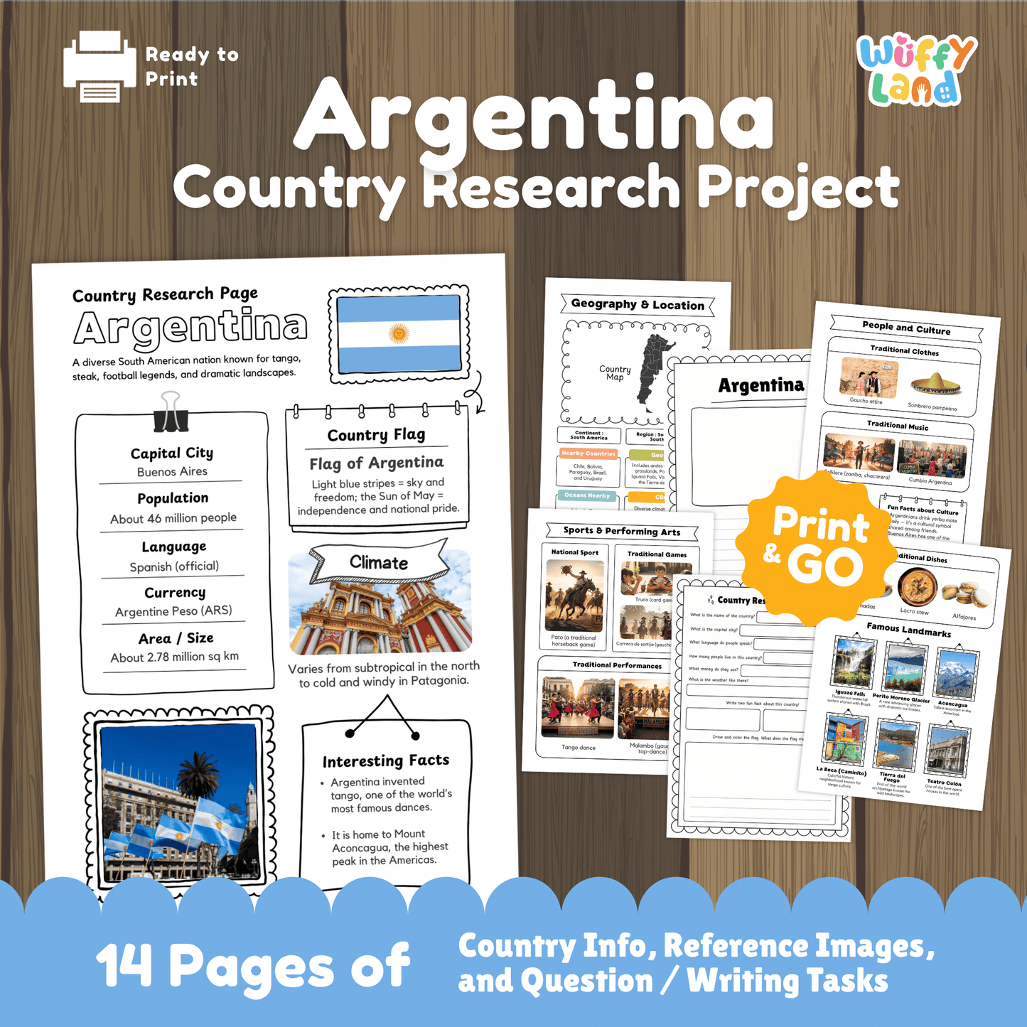ARGENTINA Country Research Project | Printable Geography Worksheets