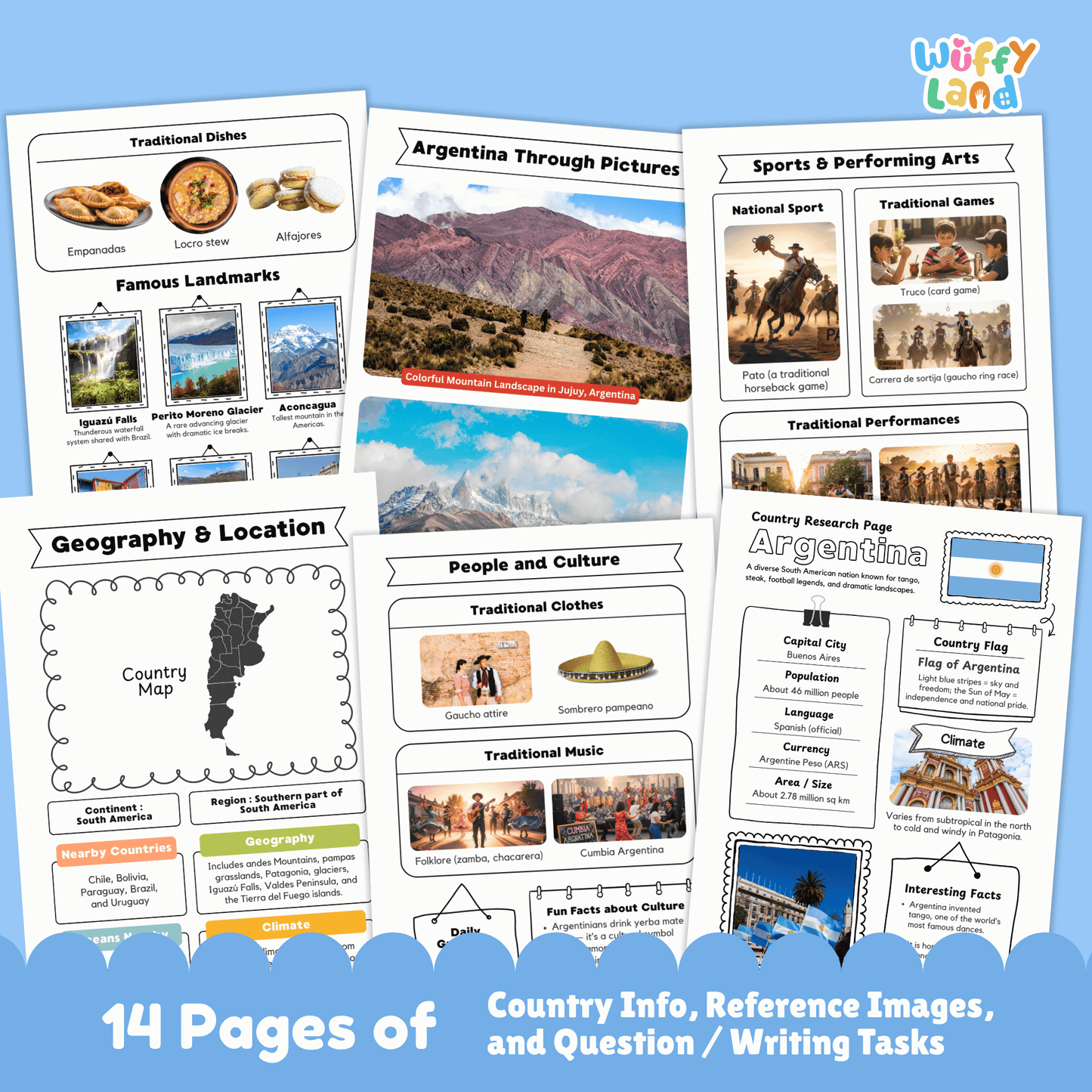 ARGENTINA Country Research Project | Printable Geography Worksheets