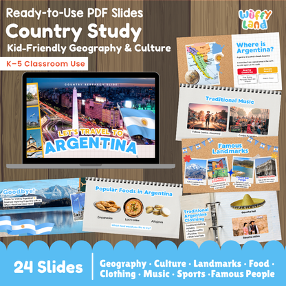 Argentina Country Study Kid Friendly Geography & Culture PDF Slides