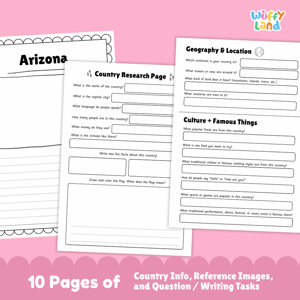 Arizona Country Research Project Worksheets and Activity Pages