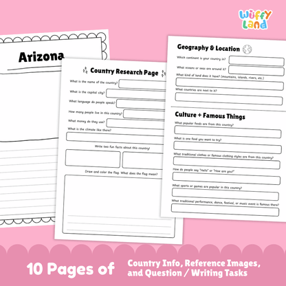 Arizona Country Research Project Worksheets and Activity Pages