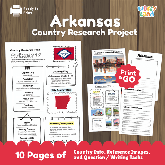 Arkansas Country Research Project Worksheets and Activity Pages