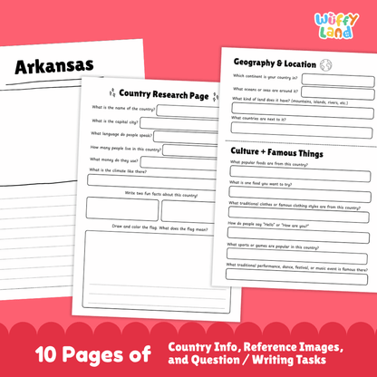 Arkansas Country Research Project Worksheets and Activity Pages