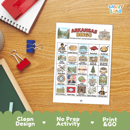 Arkansas Geography BINGO Game The Natural State Activity Printable Boards