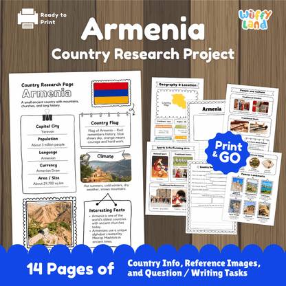 Armenia Country Research Project | Geography Worksheets and Writing Tasks