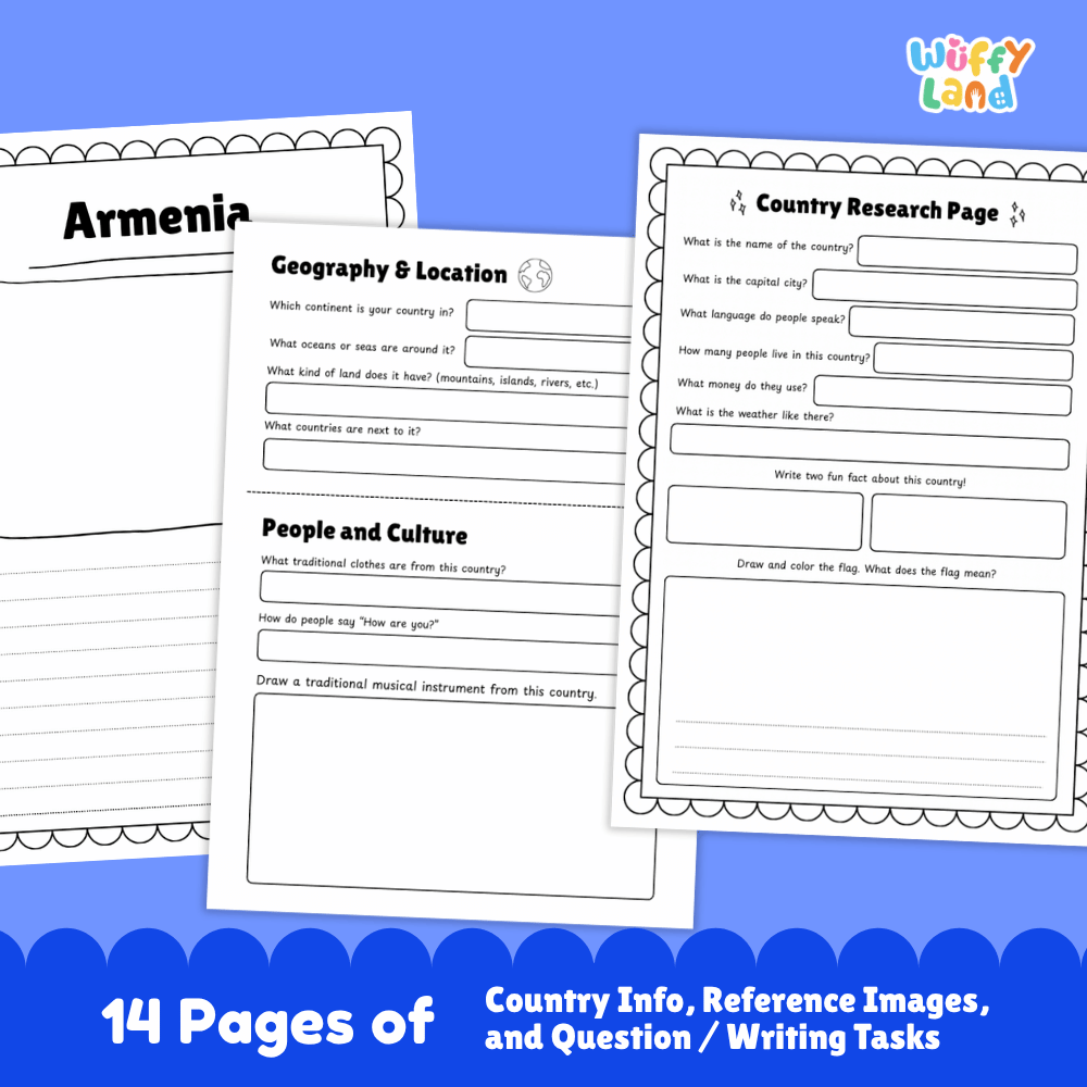 Armenia Country Research Project | Geography Worksheets and Writing Tasks