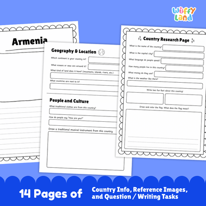 Armenia Country Research Project | Geography Worksheets and Writing Tasks