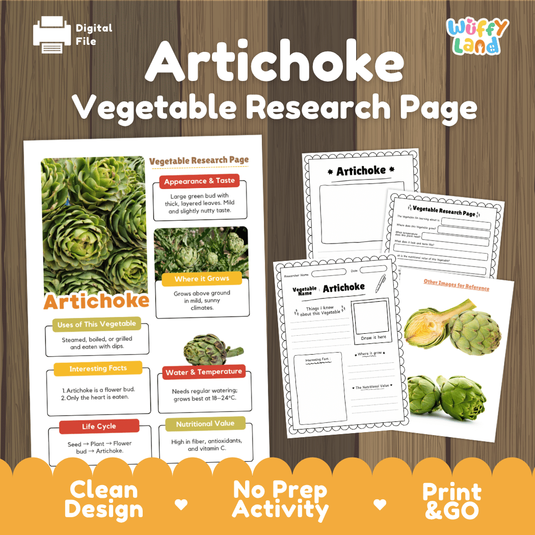 Artichoke Vegetable Research Page Worksheets