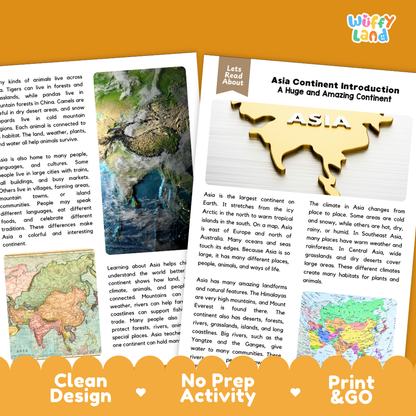 Teacher answer key page showing complete question solutions for Asia Continent Introduction world geography reading comprehension practice